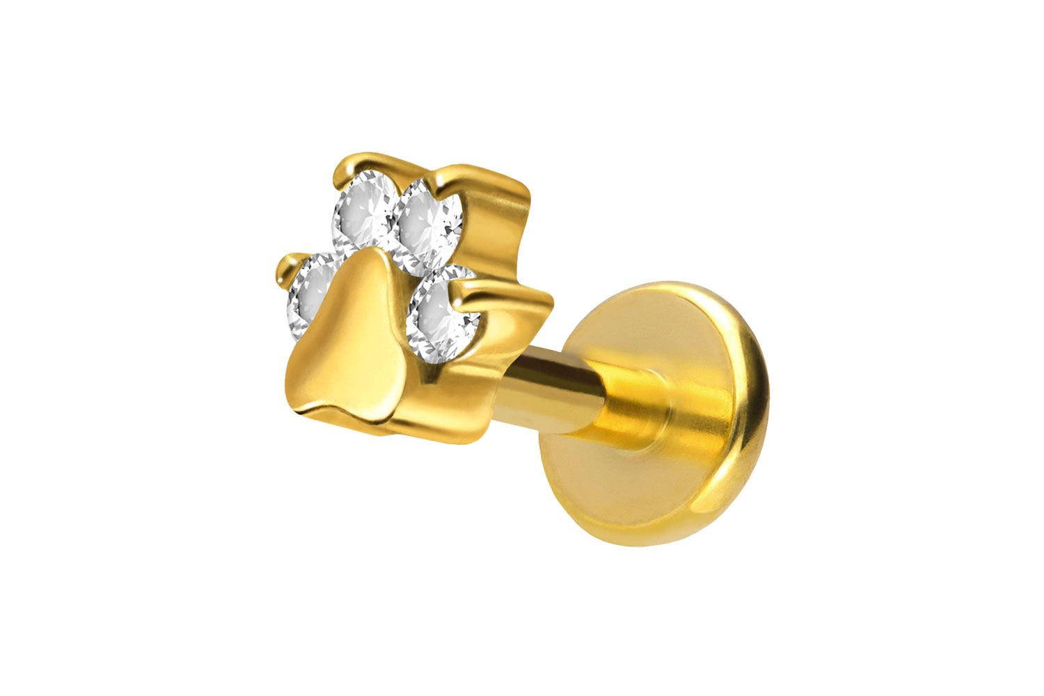 Titan Labret Piercing mit Push Fit KRISTALLPFOTE